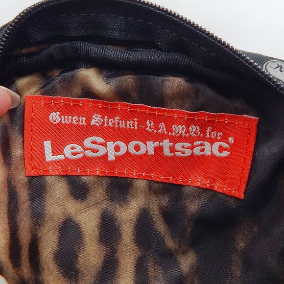 L.A.M.B. LeSportsac Black Rasta Stripe Makeup Bag Gwen Stefani Leopard - Picture 10 of 11